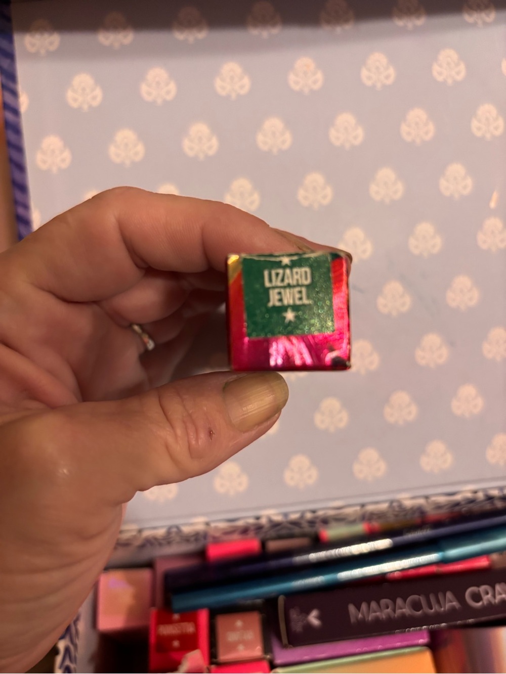 Jeffree Star Lizard Jewel lipstick in green and metallic pink